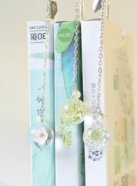 Creative Flower specimens Bookmark Pendant Metal Book mark S