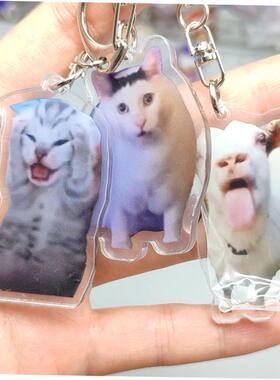 Rambling Goat Huh Cat Meme Keychain Confused Cat Memes Cat S