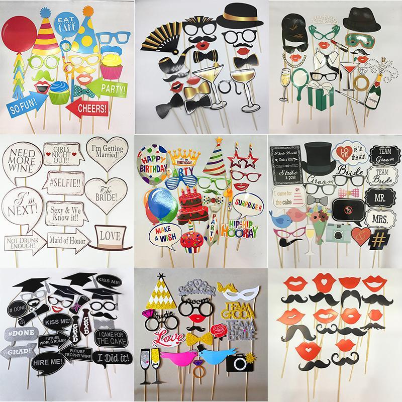 15-30pcs Funny Wedding Paper Photo Booth Props