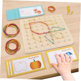 Wood Geoboard Set Graphical Educational Toys Shape Puzzle