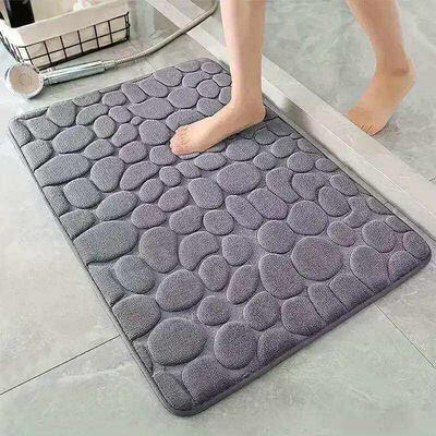 3D Non Slip Bathroom Mat Cobblestone Embossed Bath Mats Abso