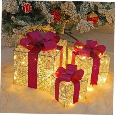 Christmas decorations large illuminated gift box圣诞发光礼盒