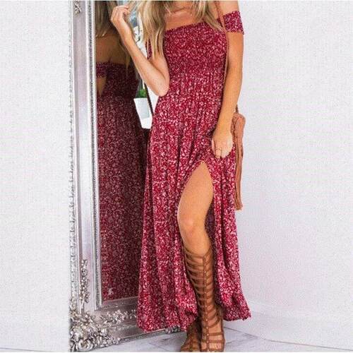 summer off shoulder floral mini beach dress plus size women