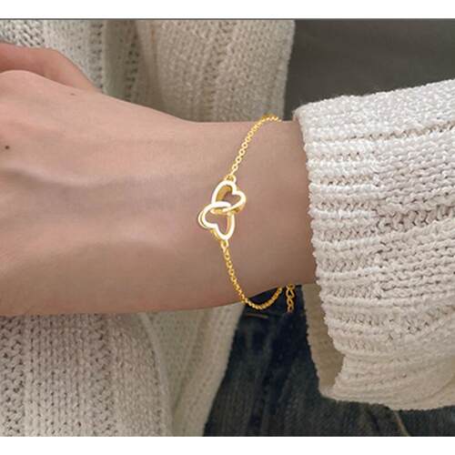 Bracelets women ins冷淡风金属合金桃心多宝双心形手錬女 Bracel