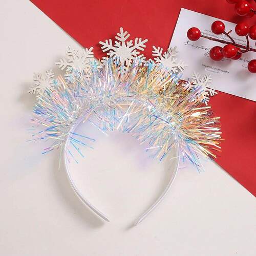 Children's White Snowflake Sequin Decorative Hair Hoop C