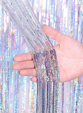 1M 2M 3M Glitter Metallic Foil Tinsel Fringe Curtain