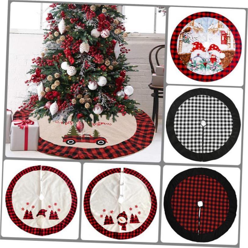 Christmas tree skirt plaid floor mat 圣诞树裙