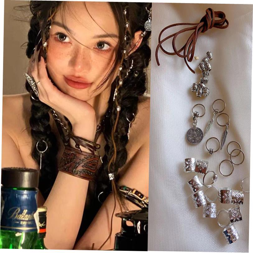 frican Hair Rings Beads Cuffs Tubes Hair Braids Accessories