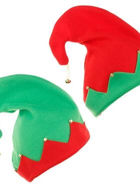 Curled Top Hats in Green Red Santa Christmas Elf Hat Xmas