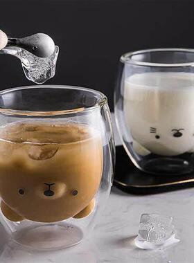 Cute Bear Double-layer Coffee Mug Double Glass Cup Carton
