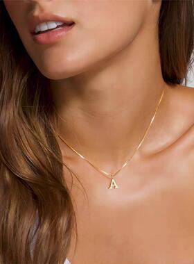 26 English letters necklace golden collarbone chain 字母项链