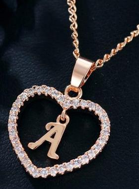 Womens Jewelry Name Initials Heart Pendant Necklace 26 Lette