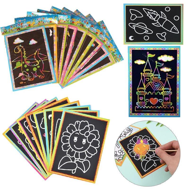 10pcs Children Scratch Painting Toys Art DIY Handmade Cute C