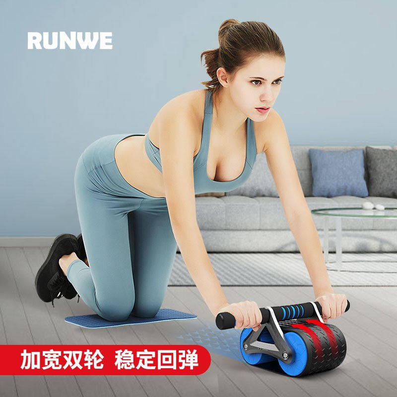 朗威自动回弹健腹轮男士家用健身器材腹肌轮女初学者减肚子运动橙