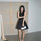 新款 OLIVIA DUO针织背心裙黑色2025夏季 小个子收腰小黑裙