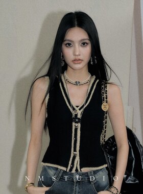OLIVIADUO金边针织背心