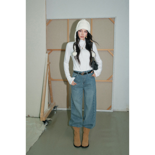 复古高腰显瘦宽松垂感直筒裤 OLIVIA 新款 2025冬季 DUO直筒牛仔裤