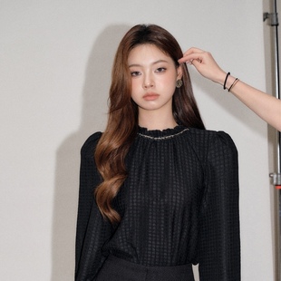 DUO黑色链条小衫 气质高级感长袖 衬衫 法式 OLIVIA 新款 上衣 现货