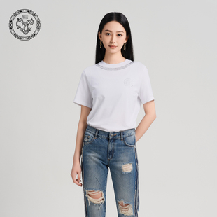 blood&glitter璞德格骊秋冬全棉高级感基础百搭烫钻印花T恤