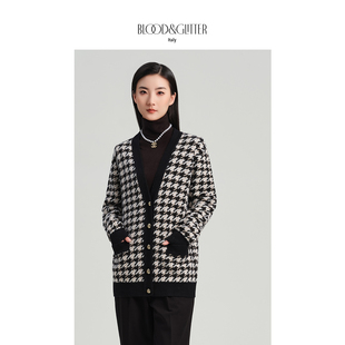 毛衣女款2026秋冬新款羊毛羊绒复古V领小个子针织高级感开衫外套