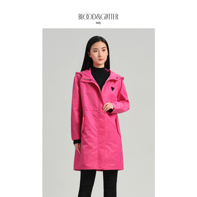 轻户外机能风连帽抽绳收腰风衣