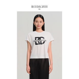 T恤女宽松上衣 BG徽标印花连肩短袖 blood&glitter 璞德格骊夏新款