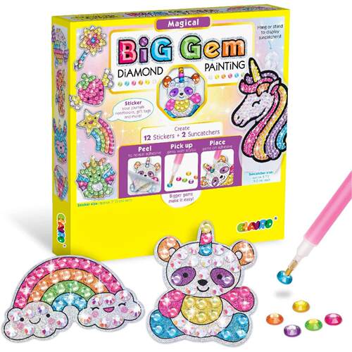 Kids Big Gem Diamond Painting Kit Create 12 Stickers DIY Art