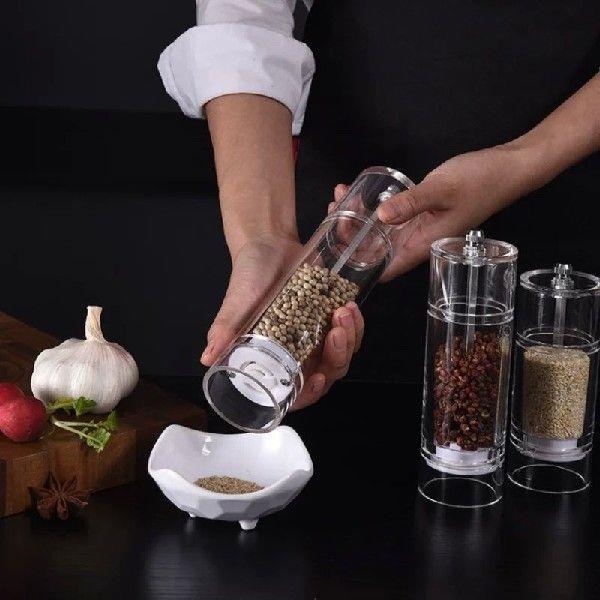 Salt and Pepper Grinder Set - Clear Acrylic Manual Spices