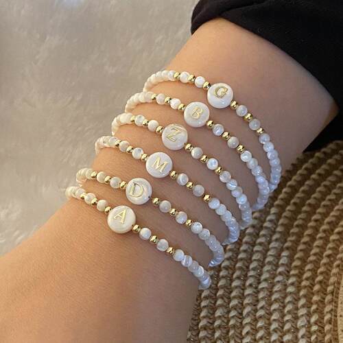 26字母手炼 串珠贝壳手饰 欧美新款饰品Shell letter bracelet