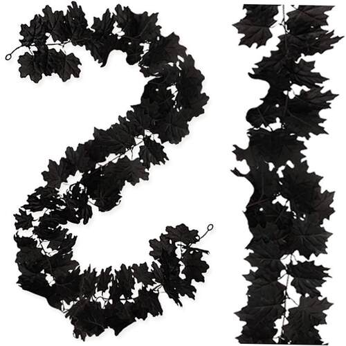 Halloween Decoration Black Simulation Maple Leaf Rattan Harv