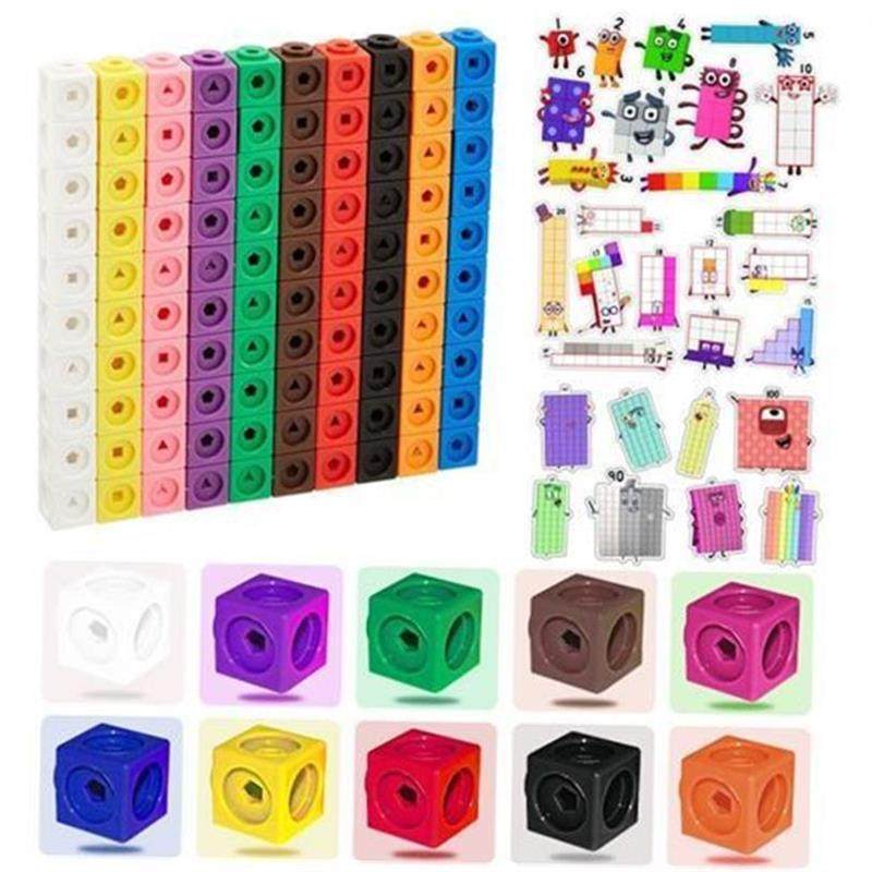 100pcs Numberblocks Multilink Linking Counting Cubes Snap
