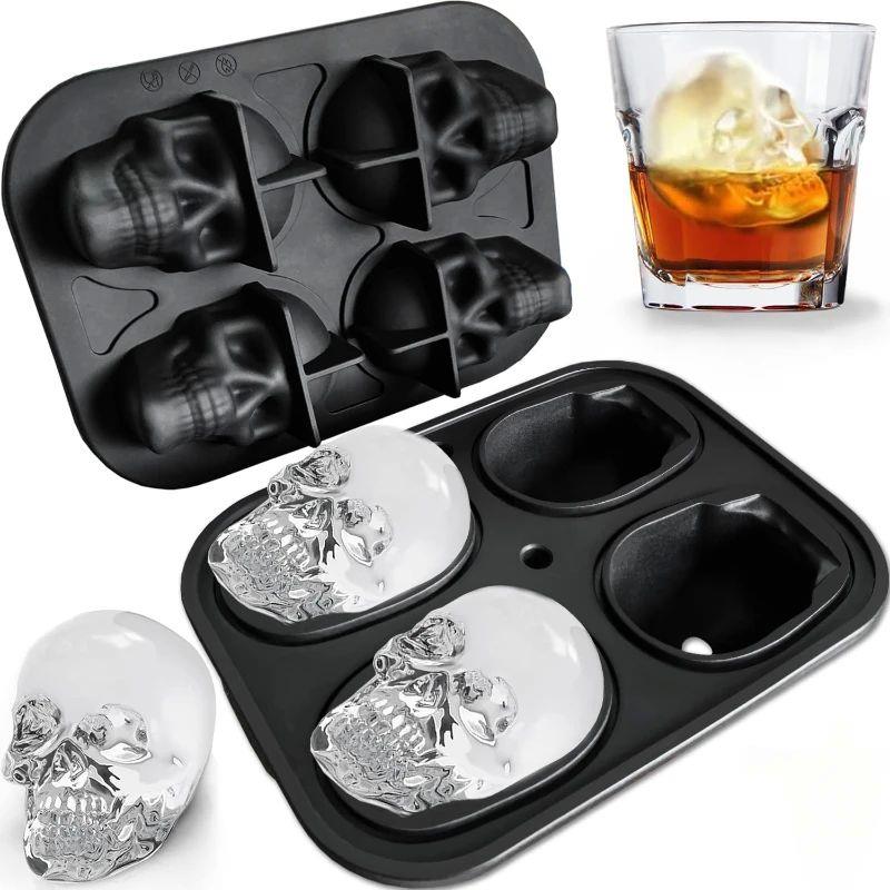 Skull Ice Ball Mold BPA Free Silicone 3D Flexible Ice Cube T