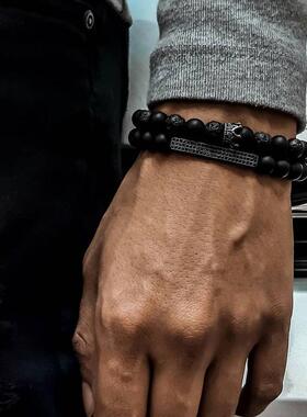 Bracelets Party men mens set punk Steel Bracelet Beaded