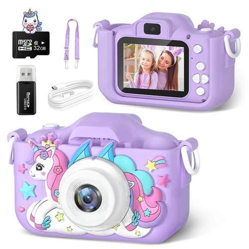 Kids Camera Toys Purple Unicorn for Girls Boys Gift Childre