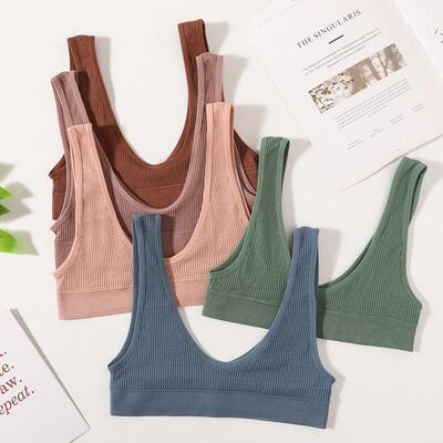 Sexy Seamless Bra Wire Free Brassiere Rib Bralette Women