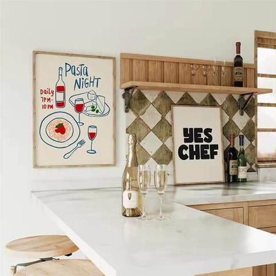 Trendy Retro Wall Art Print Poster Aesthetic Bar Cart Murals