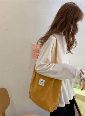 Women Corduroy Canvas Tote Handbag Female Cloth Shoulder Bag
