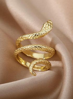 蛇戒指的妇女，男子朋克嘻哈开放可调的黄金