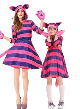 Halloween Costume Purple Striped Cheshire Cat Cute Paw Role