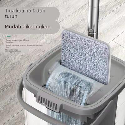 Household mop and bucket set Flat mops with wringer mop pads