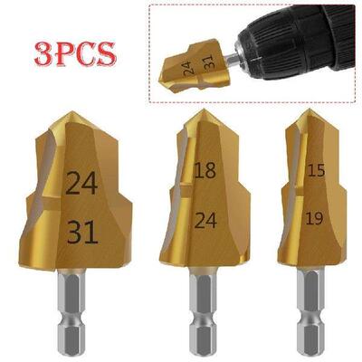 3Pcs Pipe Reaming Drill Bits 63mm Steel Pipe Reamer Tool