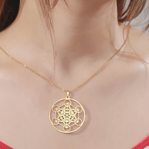 Stainless Steel Angel Seal Archangel Metatron Necklace Women