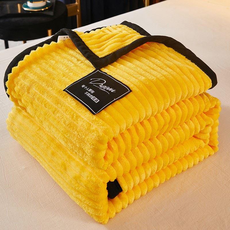 Brand factory throw blanket for sofa Solid Yellow Color Soft