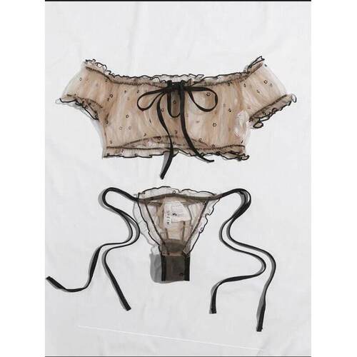 Erotic lingerie Sexy women's mesh tube top underwear set