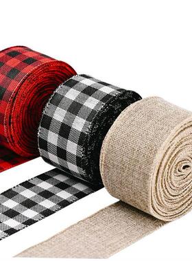 christmas decoration?tree Red and black checked ribbon