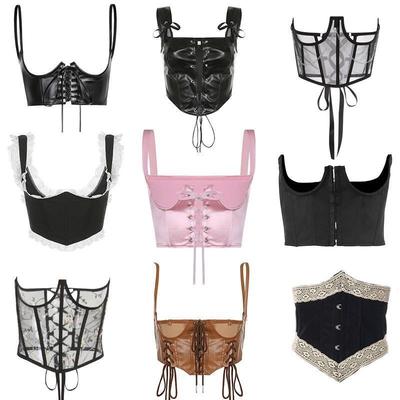 Chic Women Underbust Corset Y2K Aesthetic Fairycore Kawaii T