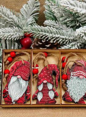 Merry Christmas Gnome Wooden Pendant Christmas Decorations F