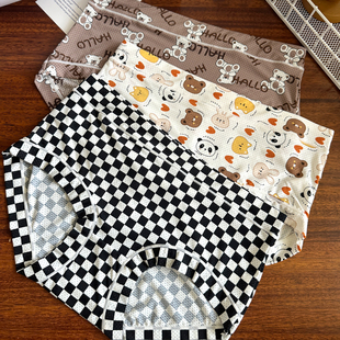 独立包装~内裤女生冰丝牛奶丝中腰滑溜溜可爱卡通透气三角裤新款