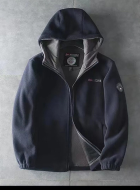 外贸摇粒绒外套男女同款加绒加厚休闲时尚保暖秋冬季连帽防寒棉服