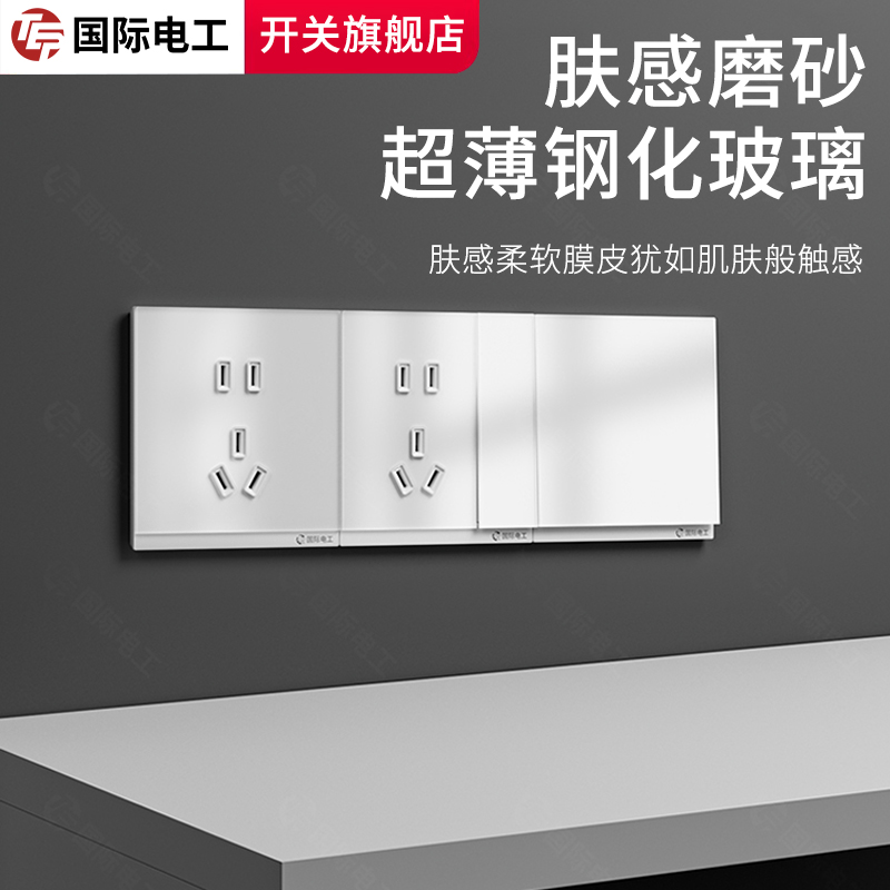 TEP国际电工肤感玻璃面开关插座